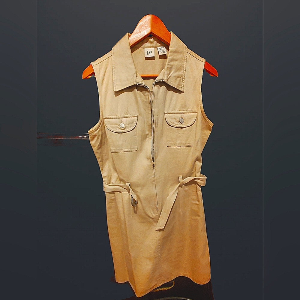 GAP Khaki Sleeveless Utility Dress